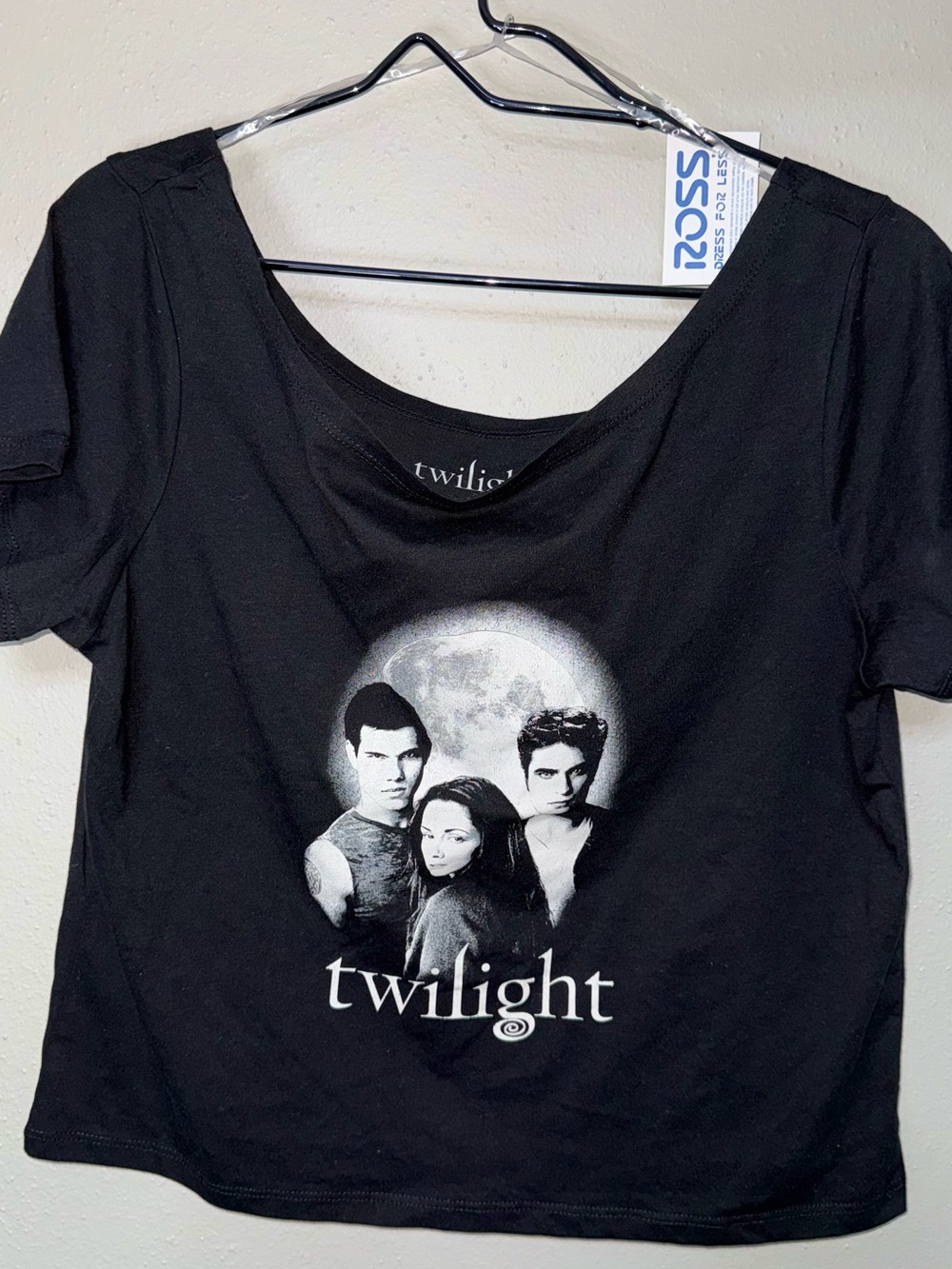 Twilight Black Graphic Scoop Neck Crop Top